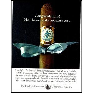 1970 The Prudential Insurance Vintage Print Ad Baby Boy Cigar Blue Ribbon Photo